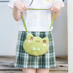 Funny Cartoon Plush Frog Bag Women Shoulder Messenger Bag