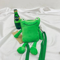 Funny Cartoon Plush Frog Shoulder Messenger Bag