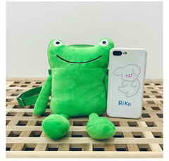 Funny Cartoon Plush Frog Shoulder Messenger Bag