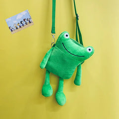 Funny Cartoon Plush Frog Shoulder Messenger Bag