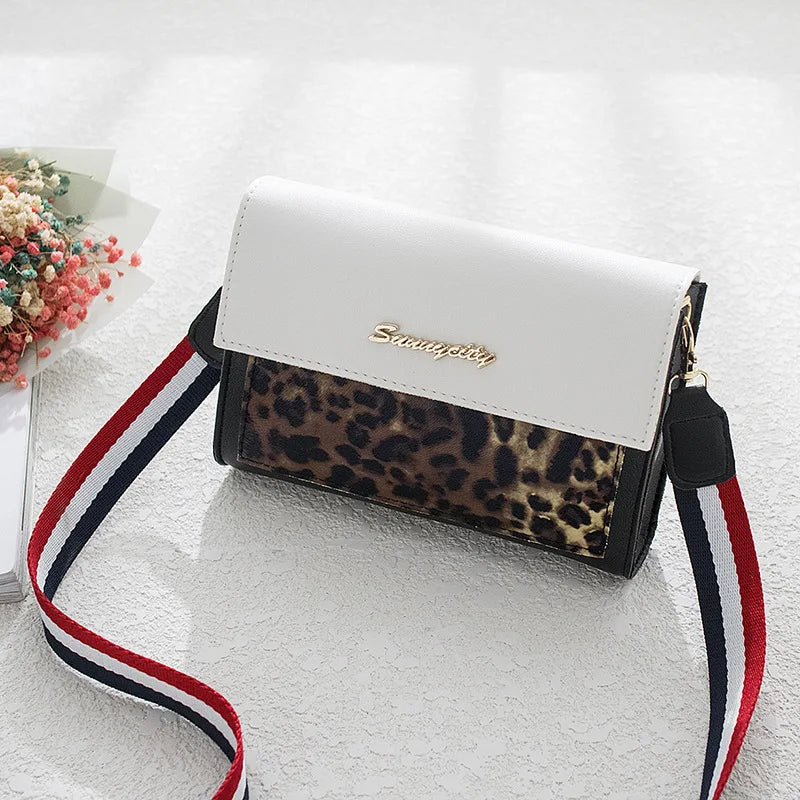 Leopard Bag Stripe Square Sling Phone Small Women's Bag