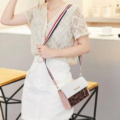 Leopard Bag Stripe Square Sling Phone Small Women's Bag