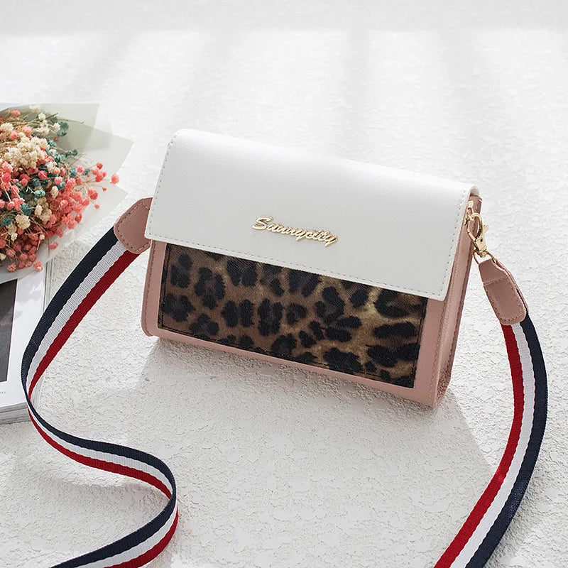 Leopard Bag Stripe Square Sling Phone Small Women's Bag