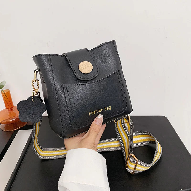 Shoulder Strap Bucket Bag Contrast Square Messenger Handbag Lady Crossbody Bag