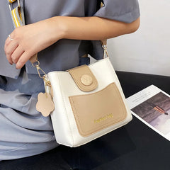 Shoulder Strap Bucket Bag Contrast Square Messenger Handbag Lady Crossbody Bag