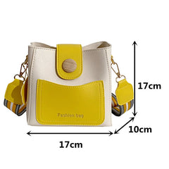 Shoulder Strap Bucket Bag Contrast Square Messenger Handbag Lady Crossbody Bag