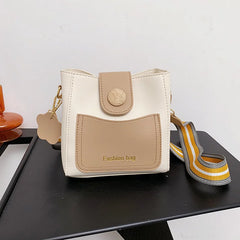Shoulder Strap Bucket Bag Contrast Square Messenger Handbag Lady Crossbody Bag