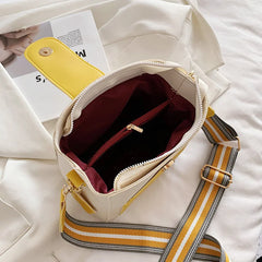 Shoulder Strap Bucket Bag Contrast Square Messenger Handbag Lady Crossbody Bag