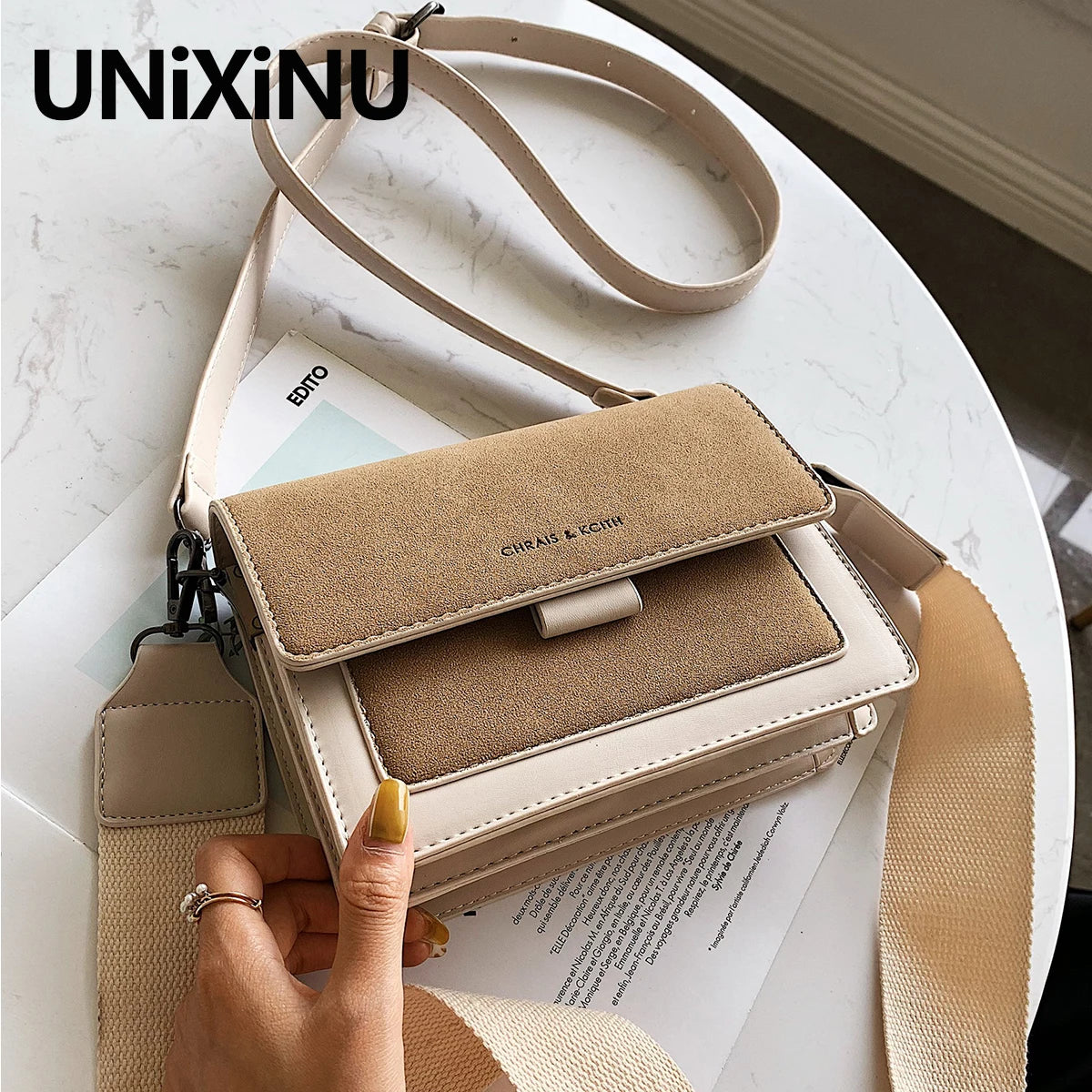 Wide Strap Flap Women's Bag Female Shoulder Bag Ladies Crossbody Bags Purse