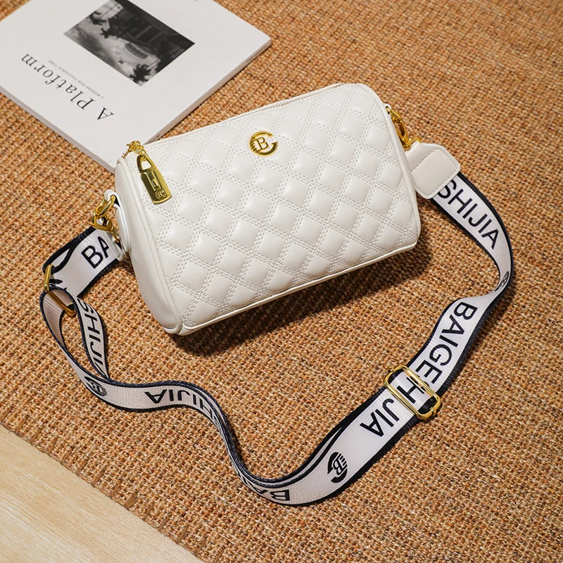 Wide Strap Shoulder Bags Ladies PU Leather Crossbody Bag for Women