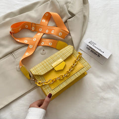 Wide Strap Shoulder Bags for Women Lady Handbags Chain Messenger Crossbody Bags