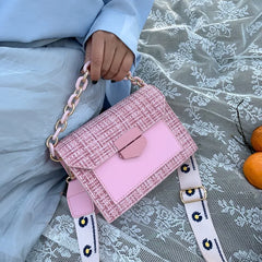 Wide Strap Shoulder Bags for Women Lady Handbags Chain Messenger Crossbody Bags