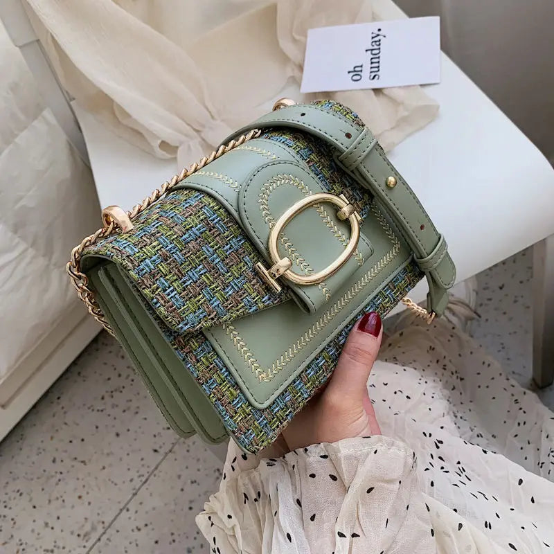 Wide Strap Shoulder Bags Lady Handbags Chain Crossbody Bags