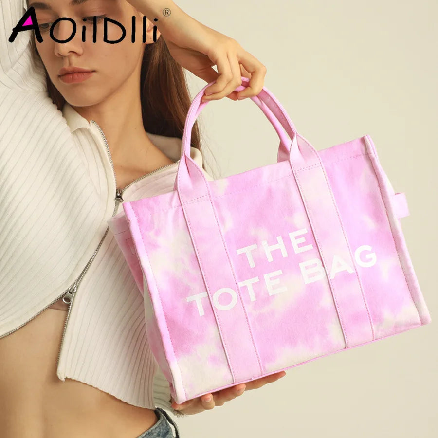Wide Strap Shoulder Crossbody Bags Large Tote Bag Canvas Women Handbags