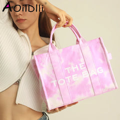 Wide Strap Shoulder Crossbody Bags Large Tote Bag Canvas Women Handbags