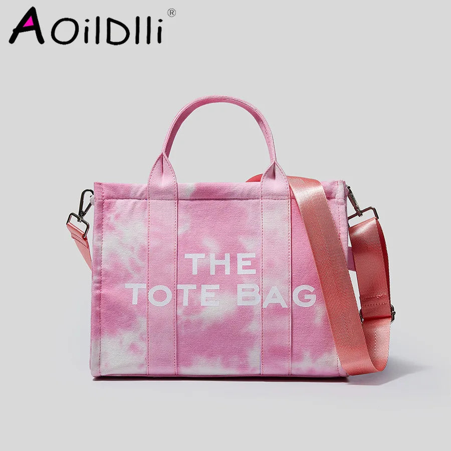 Wide Strap Shoulder Crossbody Bags Large Tote Bag Canvas Women Handbags