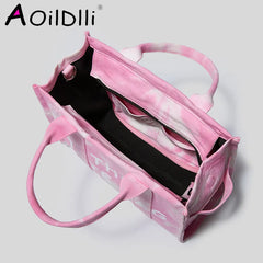 Wide Strap Shoulder Crossbody Bags Large Tote Bag Canvas Women Handbags