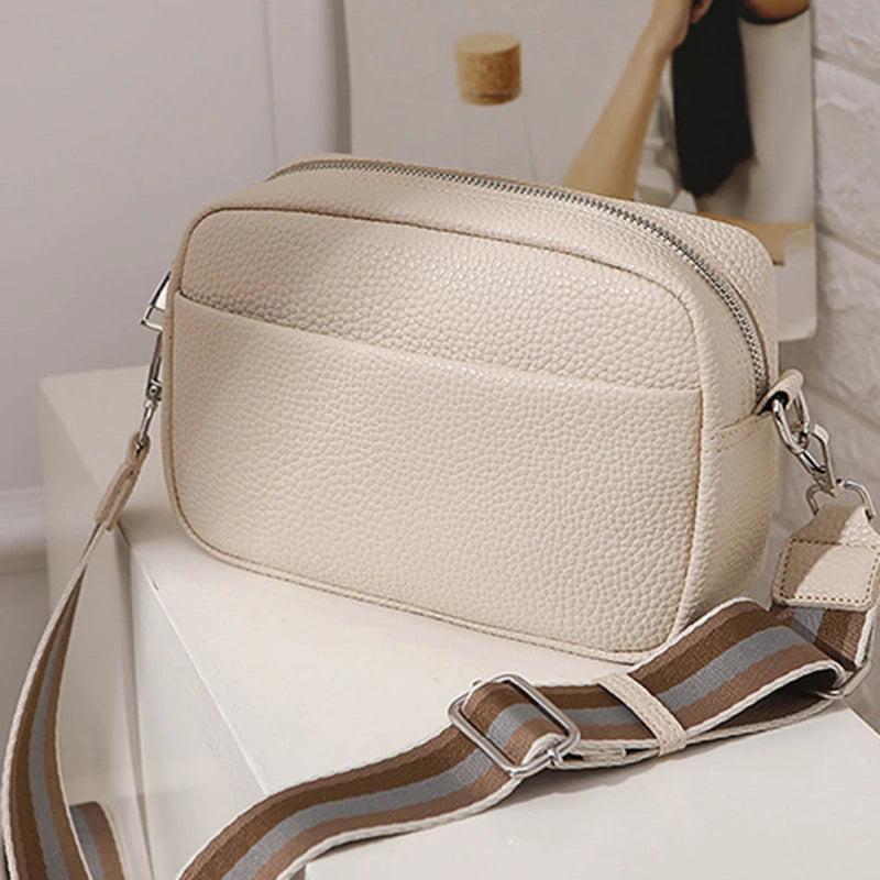 Wide Strap Women Crossbody Bags Solid Classic Ladies Handbags