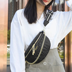 Wide Straps Waist Bag Lady Chain Fanny Pack Summer Female Belt Bags Leather