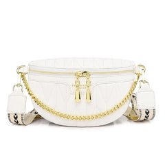 Wide Straps Waist Bag Lady Chain Fanny Pack Summer Female Belt Bags Leather