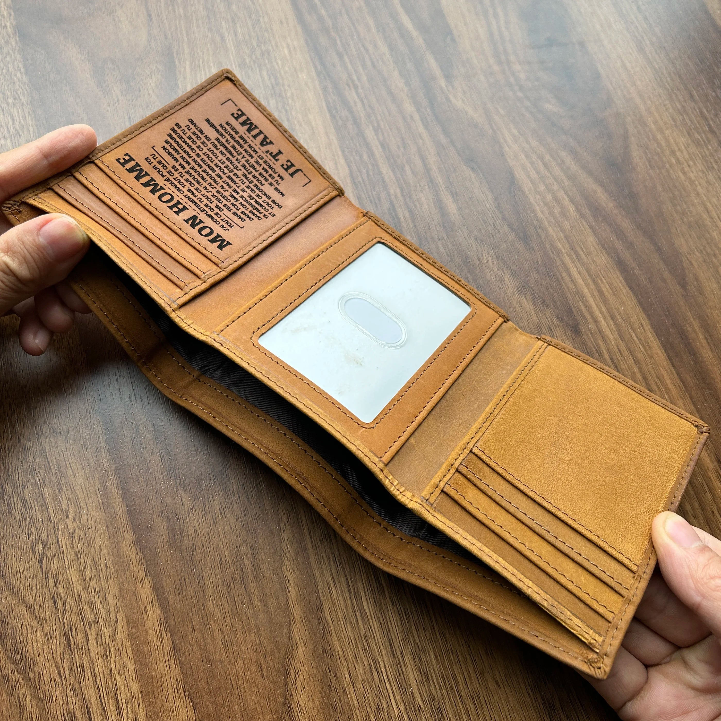Trifold Leather Wallet for Men Christmas Gift Love From Wife