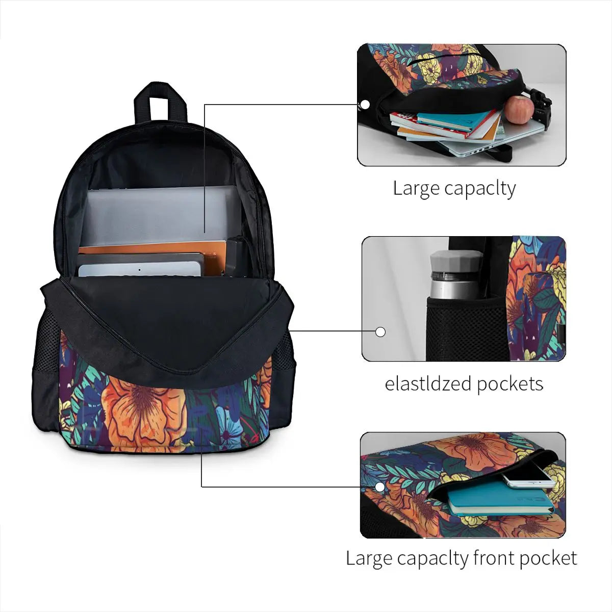 Wild Flowers Backpacks Men's and Women's School Bag