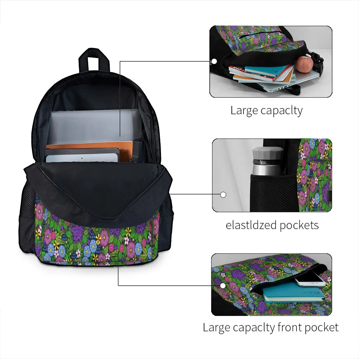 Wild Wildflowers Backpacks Men's & Women's Travel Bag