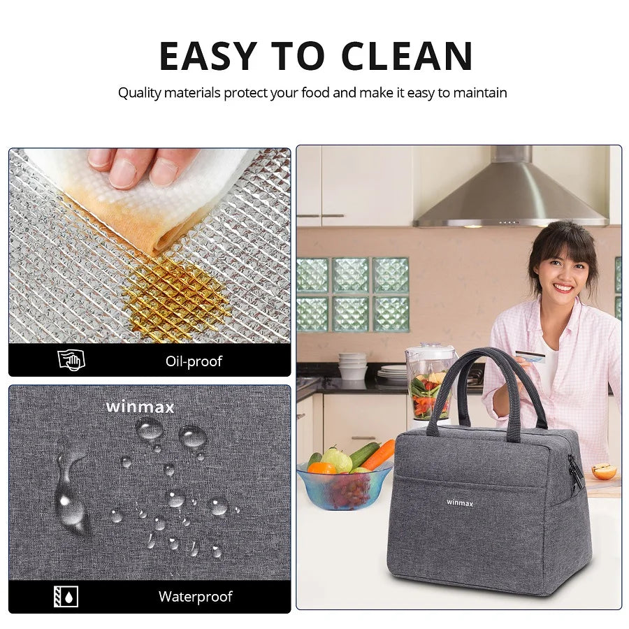 Waterproof Cooler Bags Zipper Thermal Lunch Box Totes for Women
