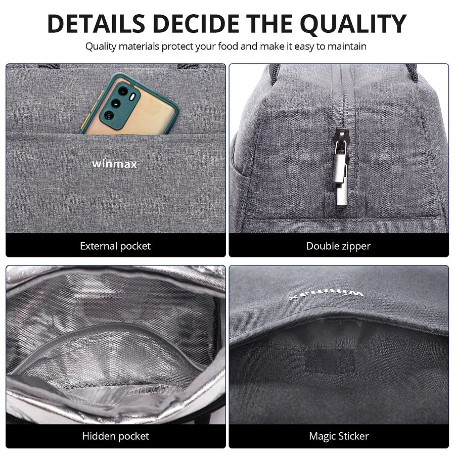 Waterproof Cooler Bags Zipper Thermal Lunch Box Totes for Women
