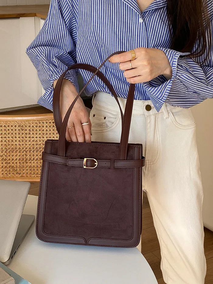Vintage Suede Shoulder Bag for Women - Winter Fashion