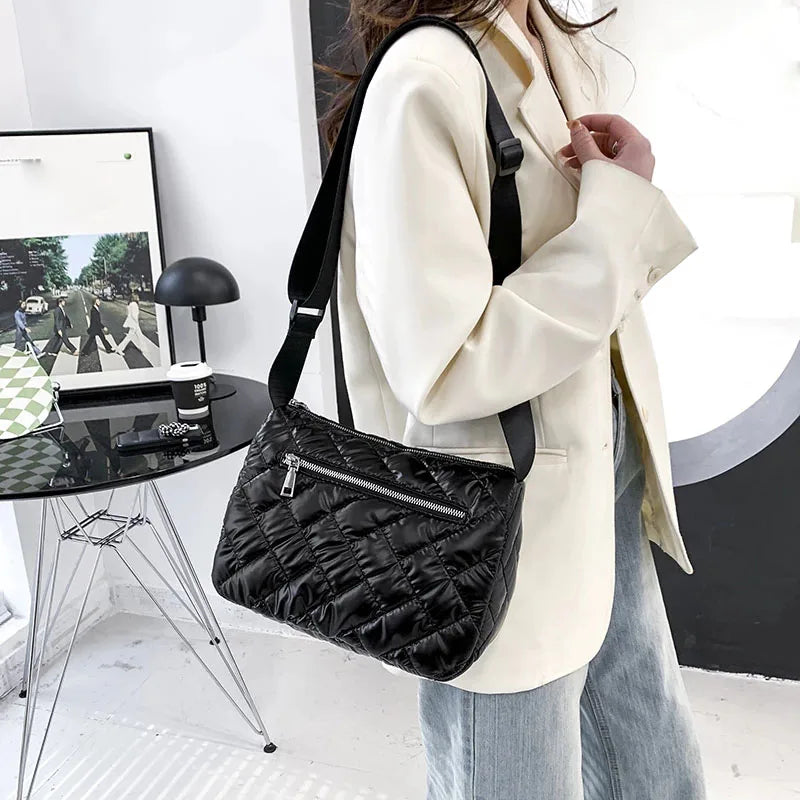 Winter Shoulder Bags for Women Space Pad Cotton Nylon Crossbody Bag