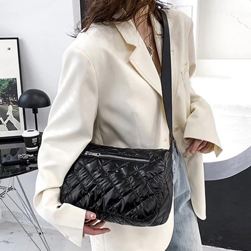 Winter Shoulder Bags for Women Space Pad Cotton Nylon Crossbody Bag