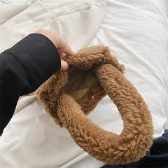 Winter Candy Short Handle Women's Small Totes Bag Faux Fur Hand Bag