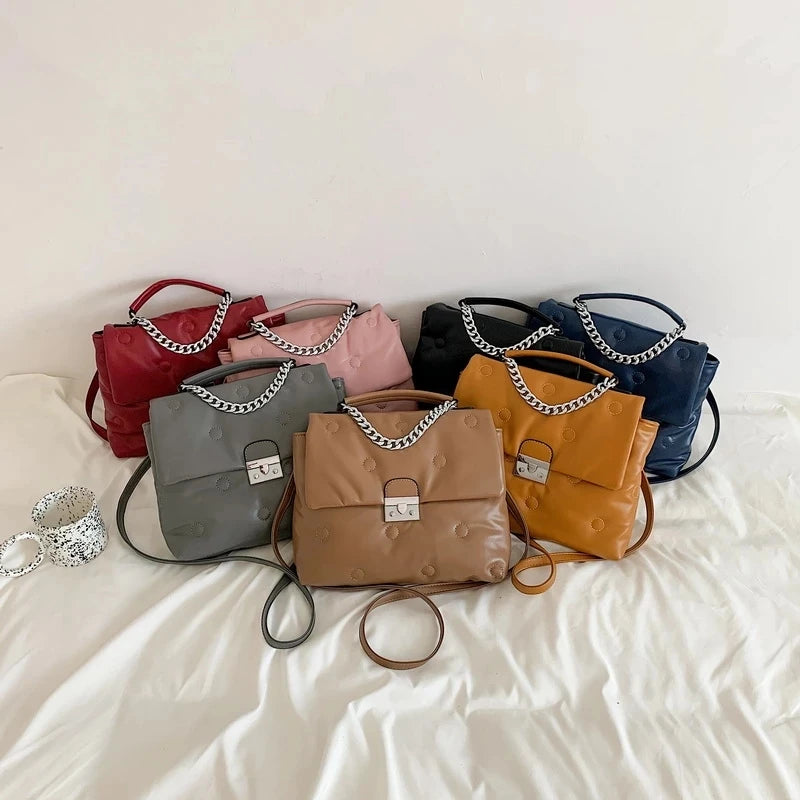 Winter Chain Shoulder Bags PU Leather Crossbody Bag for Women Handbags