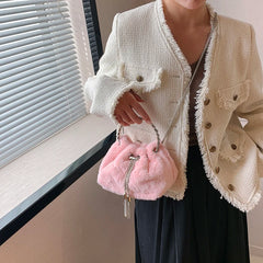 Winter Chain Women Shoulder Bag Faux Fur Crossbody Bag