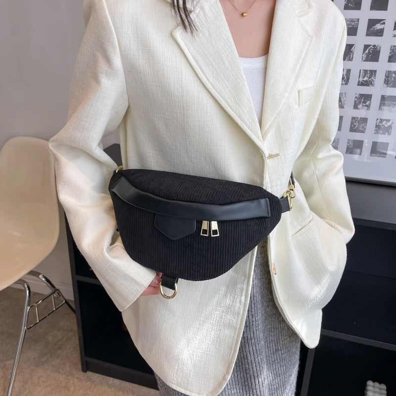 Winter Corduroy Belt Bag Fanny pack And Phone Pack Ladies Shoulder Crossbody