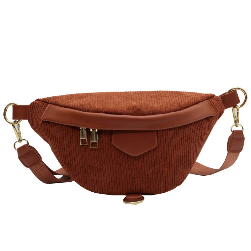 Winter Corduroy Belt Bag Fanny pack And Phone Pack Ladies Shoulder Crossbody