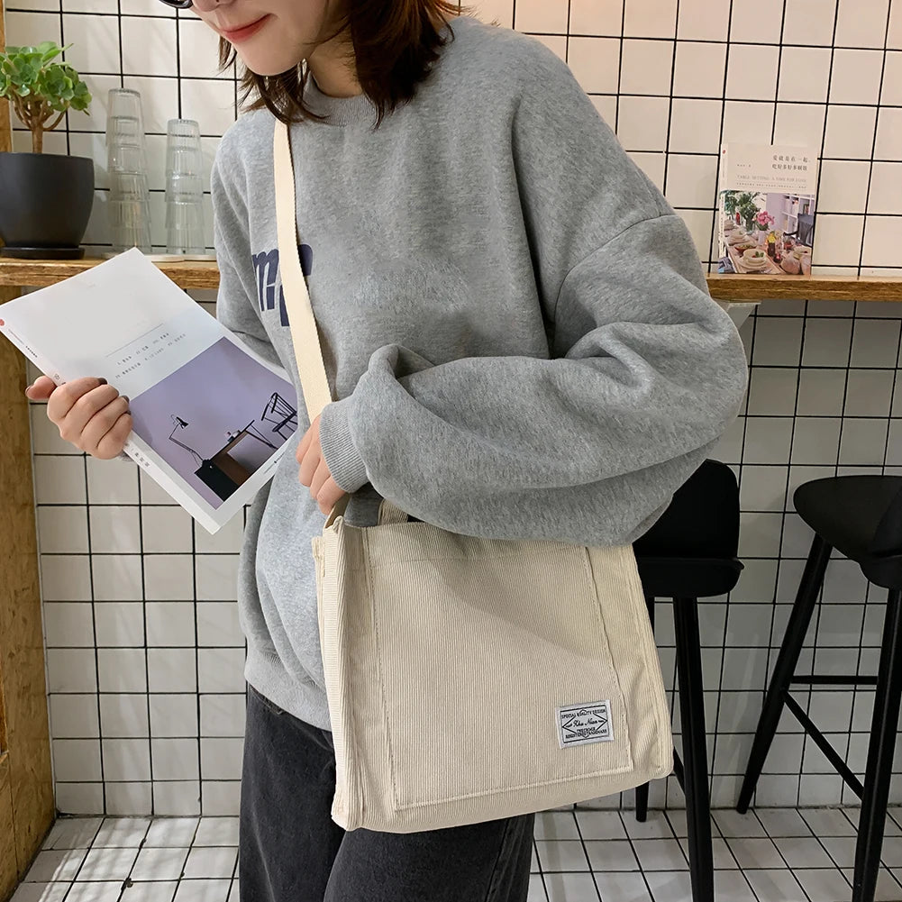 Winter Corduroy Handbags Casual Ladies Shopping Crossbody Bags