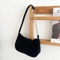 Winter Corduroy Shoulder Bags Women Underarm Bag Travel Handbag Clutch