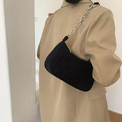 Winter Corduroy Shoulder Bags Women Underarm Bag Travel Handbag Clutch
