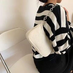 Winter Corduroy Shoulder Bag for Women Underarm Travel Pouch