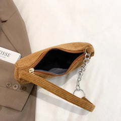 Winter Corduroy Shoulder Bag for Women Underarm Travel Pouch