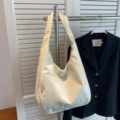Winter Corduroy Shoulder Bags For Women Casual Large Capacity Shopping Totes