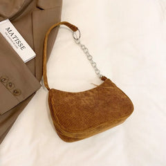 Winter Corduroy Underarm Bag Casual Women Shoulder Bags Travel Armpit Phone Pouc