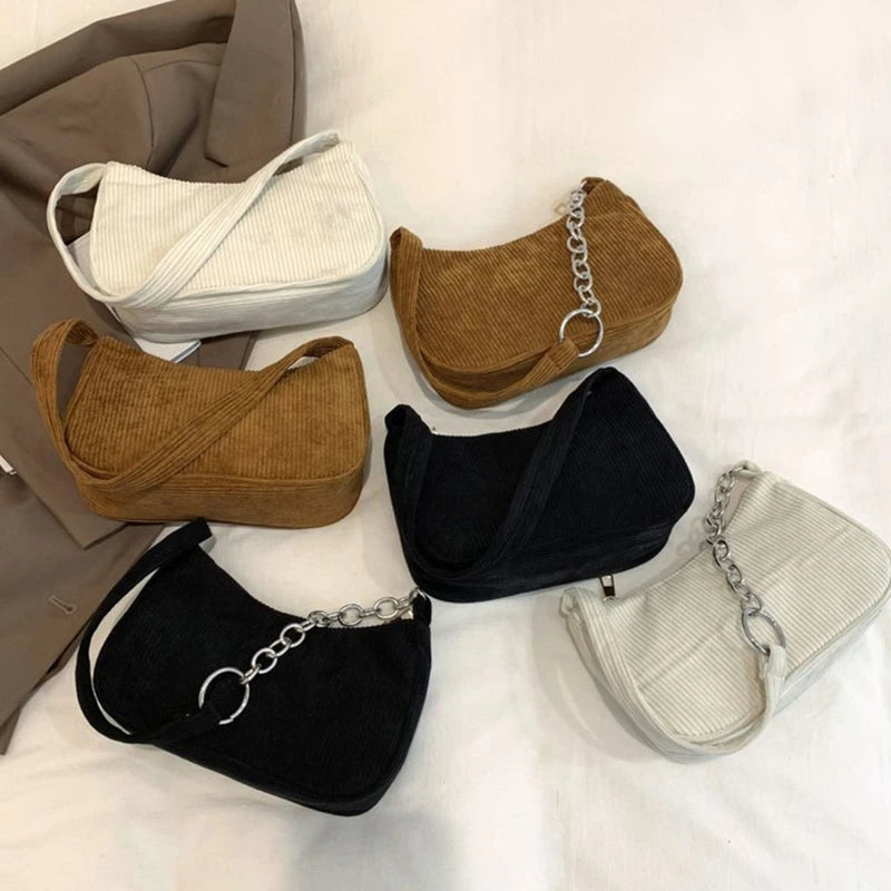 Winter Corduroy Underarm Bag for Women
