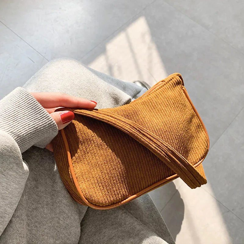Winter Corduroy Underarm Bag Casual Women Shoulder Bags Travel Armpit Shopping P