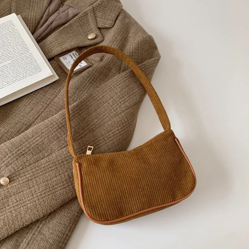 Winter Corduroy Underarm Bag Casual Women Shoulder Bags Travel Armpit Shopping P