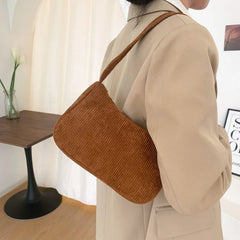 Winter Corduroy Underarm Bag Casual Women Shoulder Bags Travel Pouch