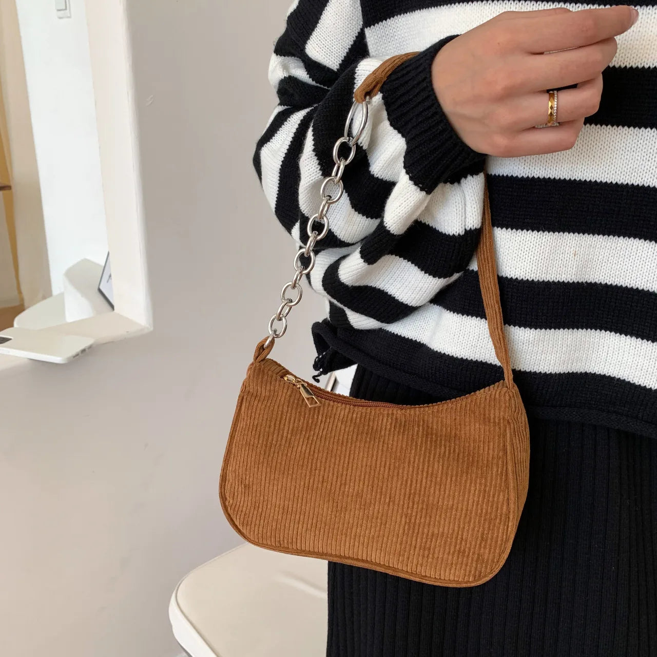 Winter Corduroy Underarm Bag Women Shoulder Bags