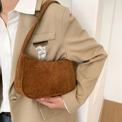 Winter Corduroy Underarm Bag for Women